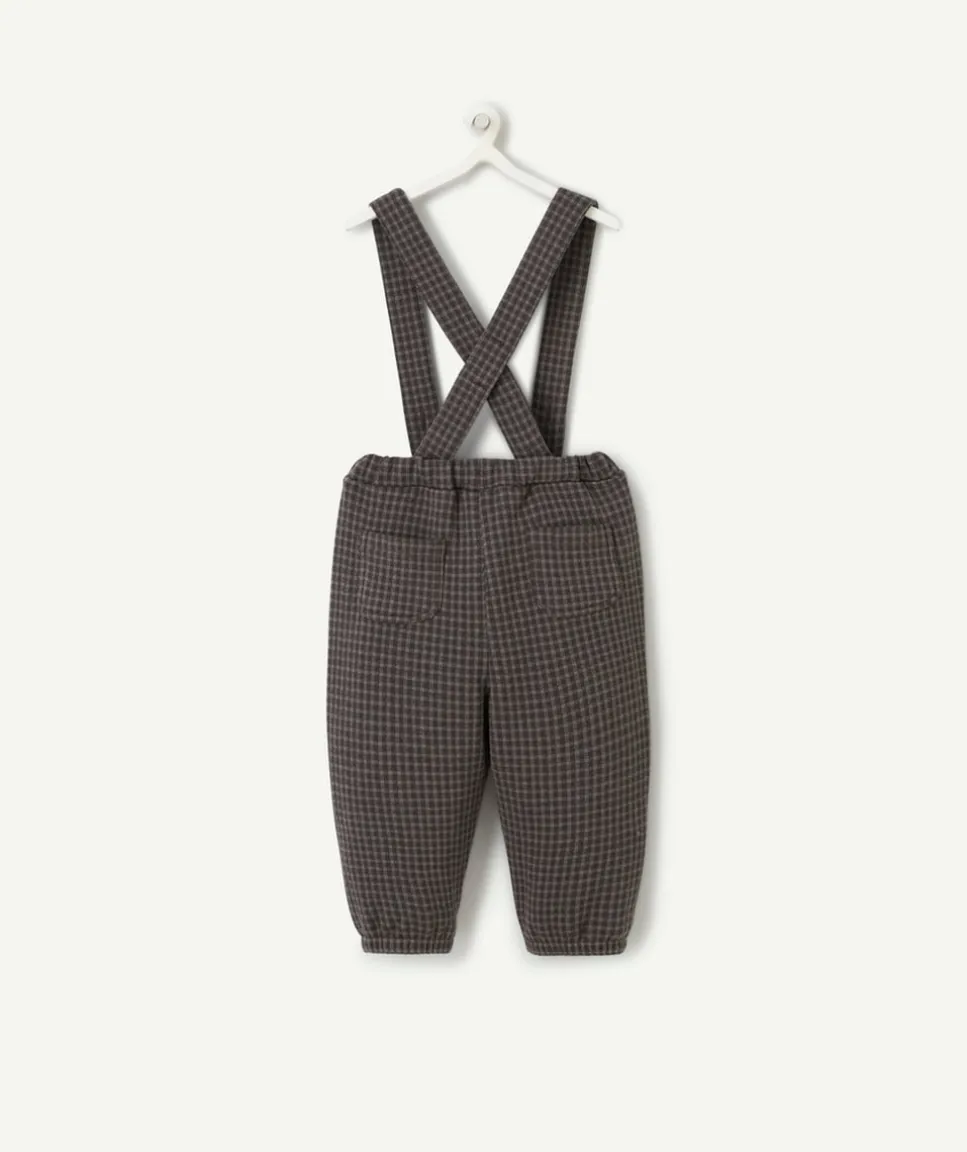 Pantalon sarouel bébé garçon à bretelles et carreaux
