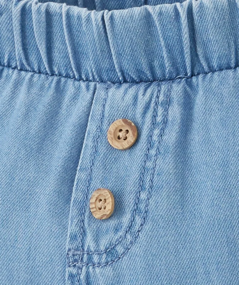 Pantalon sarouel bébé garçon effet denim bleu en coton lower impact