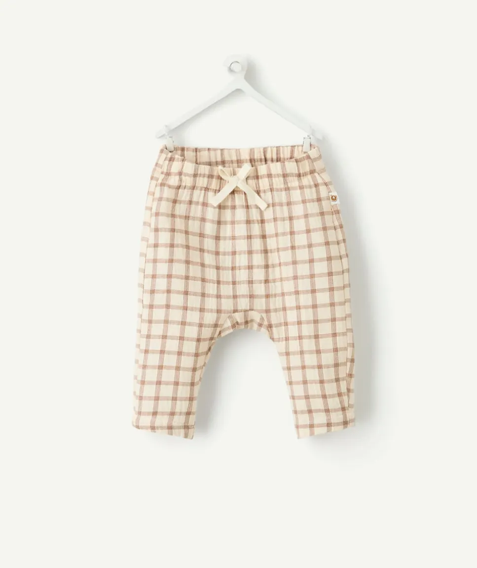Pantalon sarouel naissance marron vichy