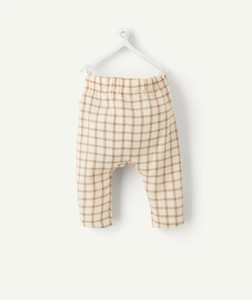 Pantalon sarouel naissance marron vichy