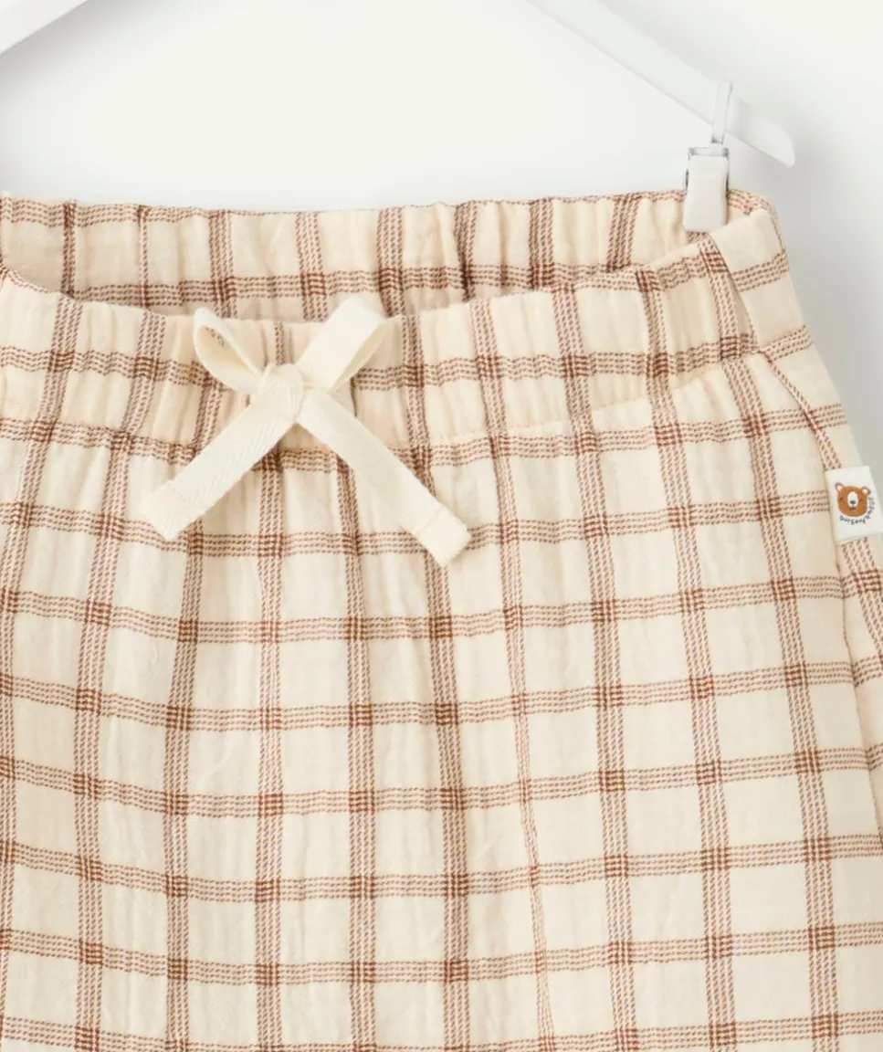 Pantalon sarouel naissance marron vichy