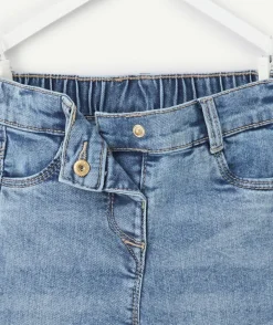 Pantalon slim bébé fille en denim bleu délavé lower impact