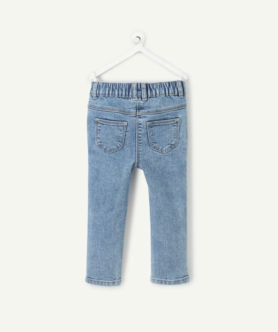 Pantalon slim bébé fille en denim bleu délavé lower impact