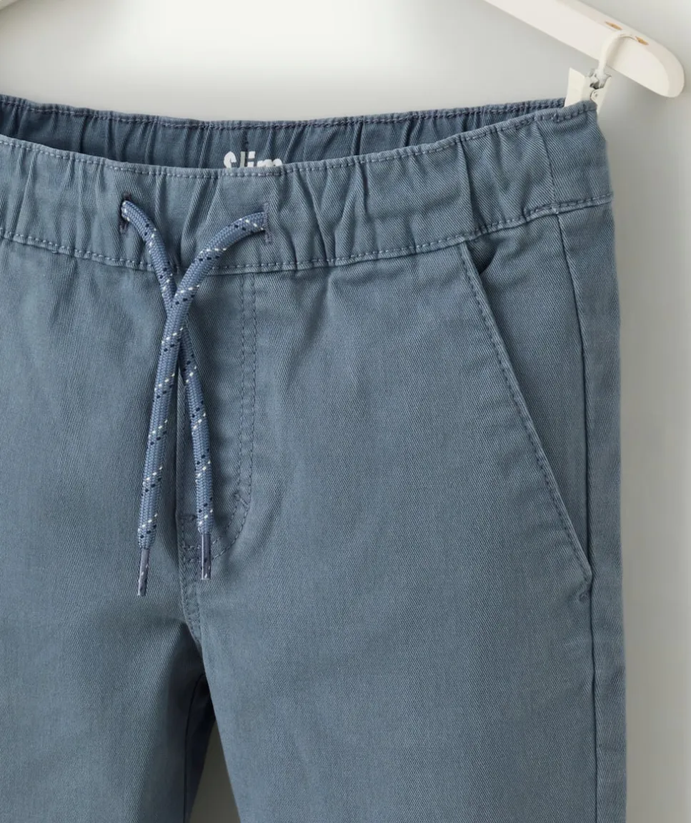 Pantalon slim garçon en coton bio bleu gris