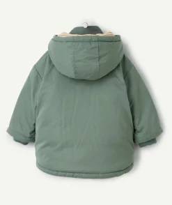 Parka bébé garçon réversible vert et blanc