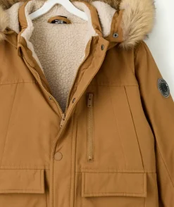 Parka garçon marron à capuche