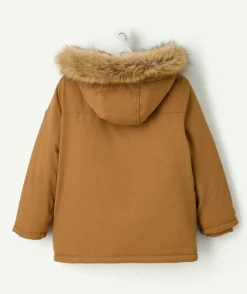 Parka garçon marron à capuche