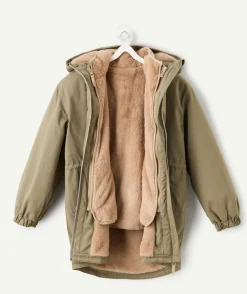 Parka kaki à doublure amovible fille