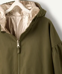 Parka réversible à capuche kaki fille
