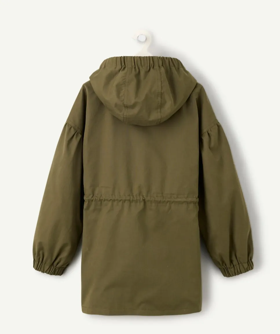 Parka réversible à capuche kaki fille