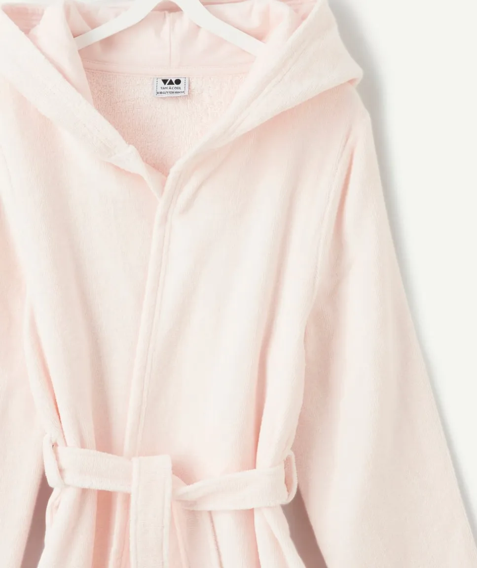 Peignoir fille coton rose avec capuche