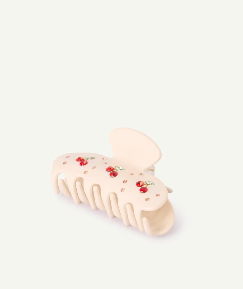 Pince à cheveux fille crème strass