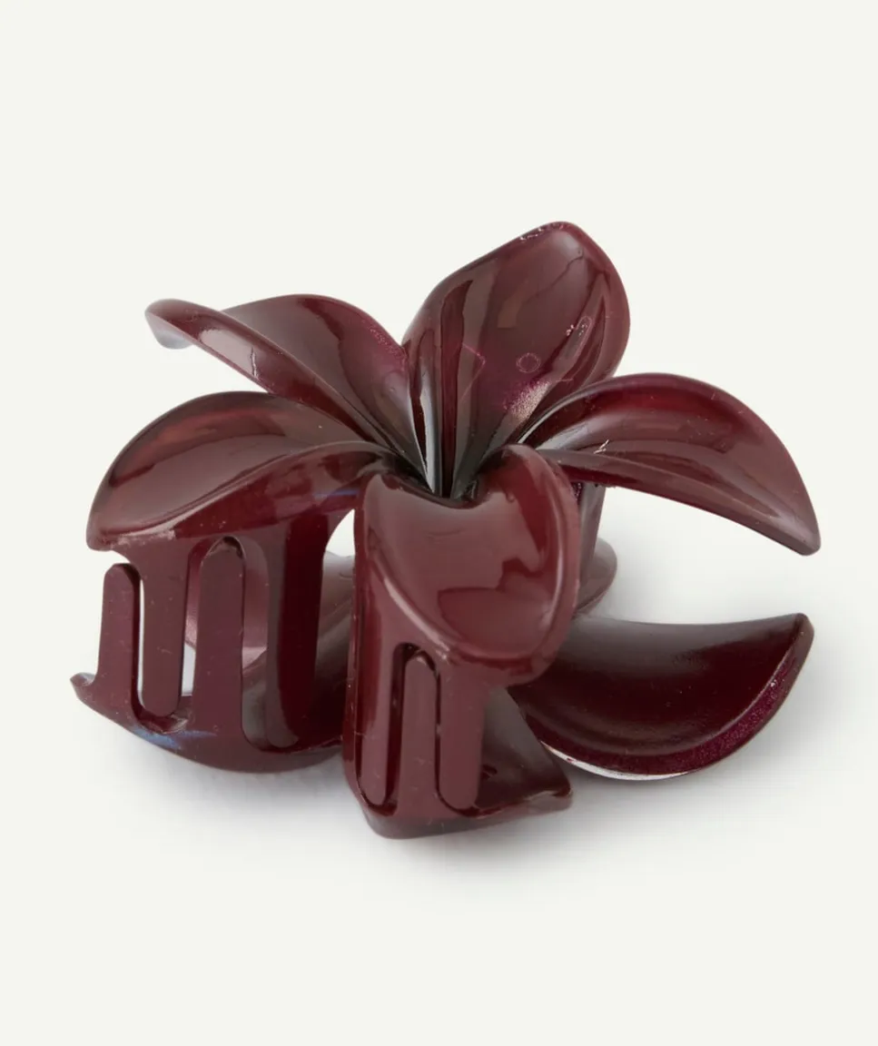 Pince cheveux fille fleur bordeaux