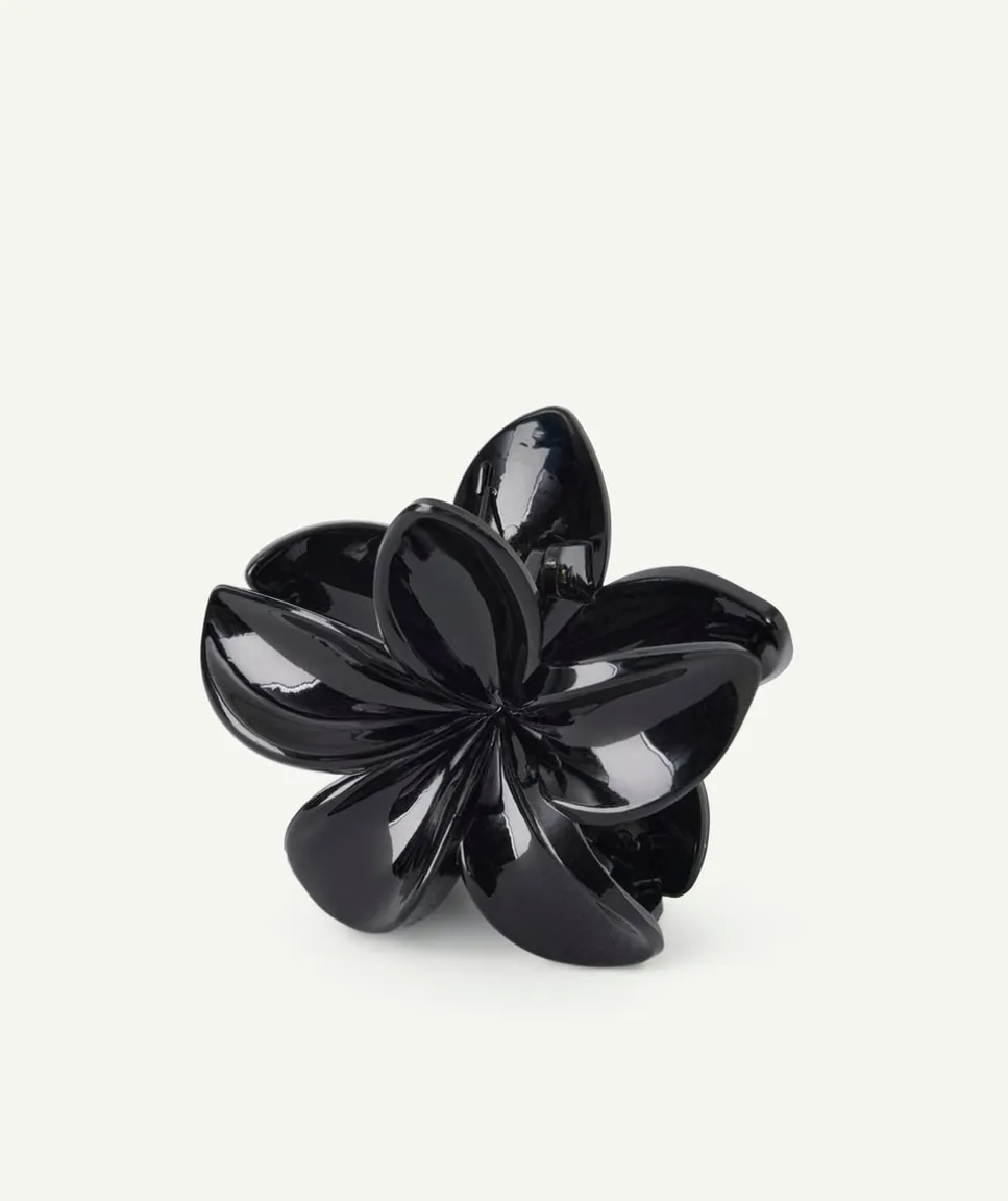 Pince à cheveux fille fleur noire