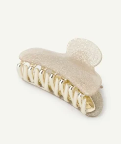 Pince à cheveux grise pailletée pour fille détail couleur doré