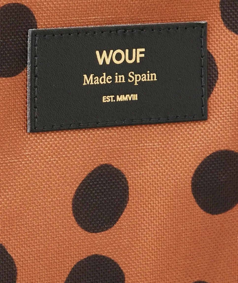 Pochette en plastique recyclé marron à pois