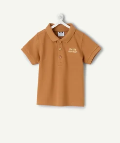 Polo bébé garçon camel imprimé message