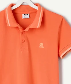 Polo garçon orange imprimé