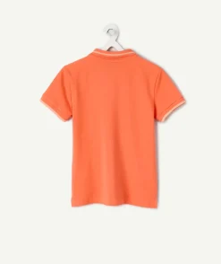 Polo garçon orange imprimé