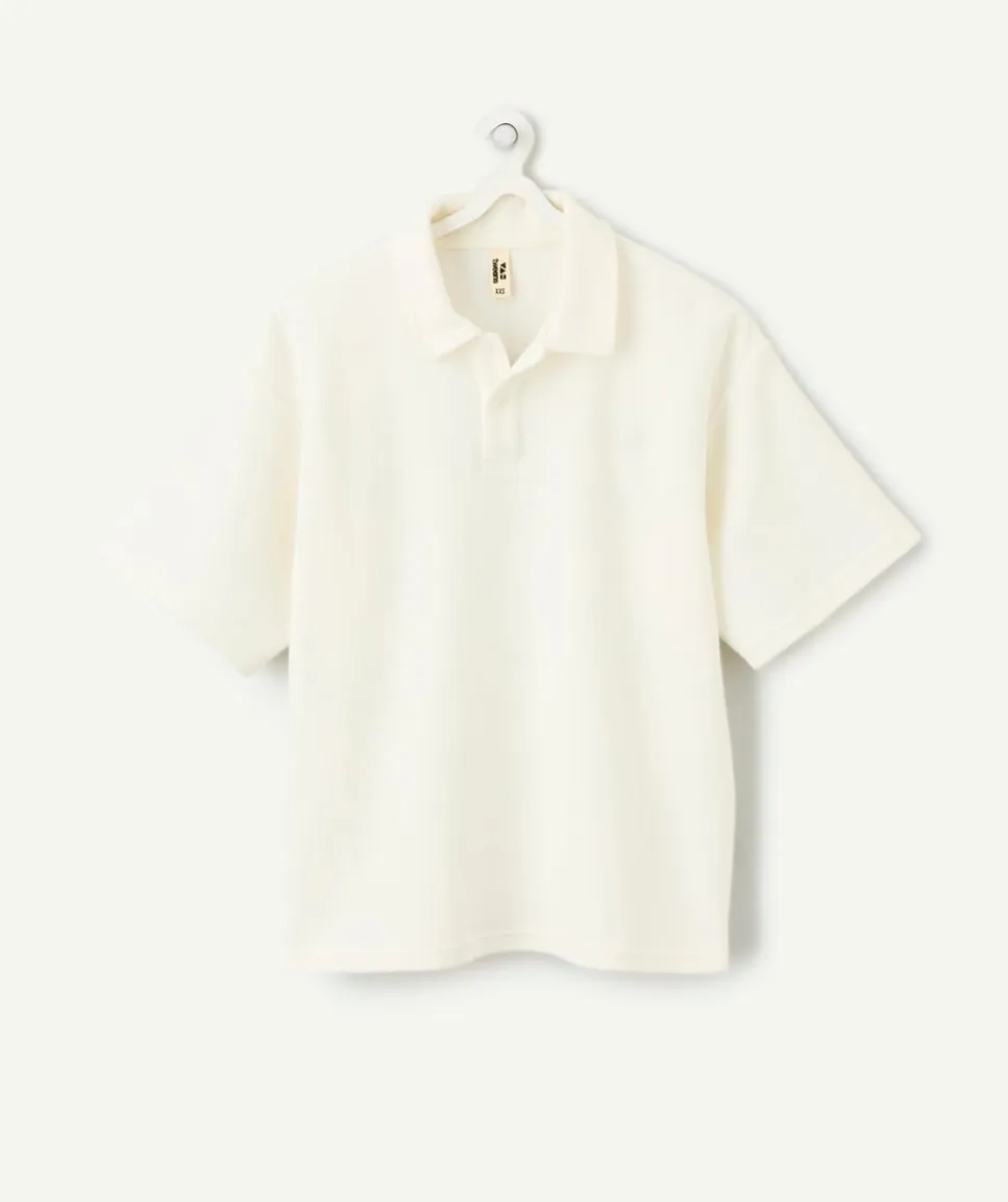 Polo garçon oversize écru