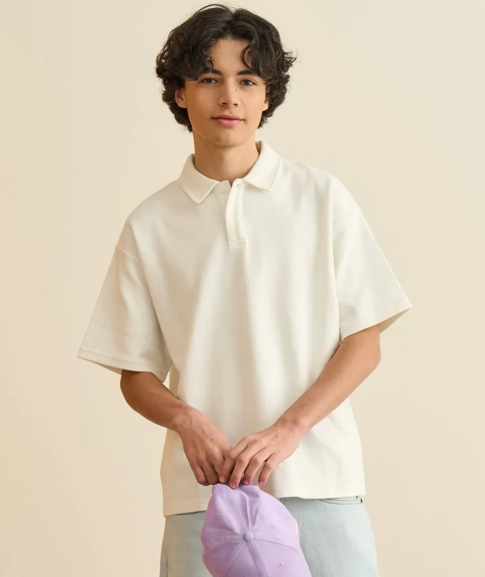 Polo garçon oversize écru