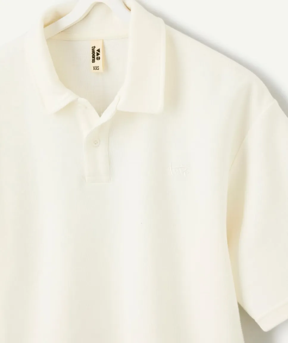Polo garçon oversize écru
