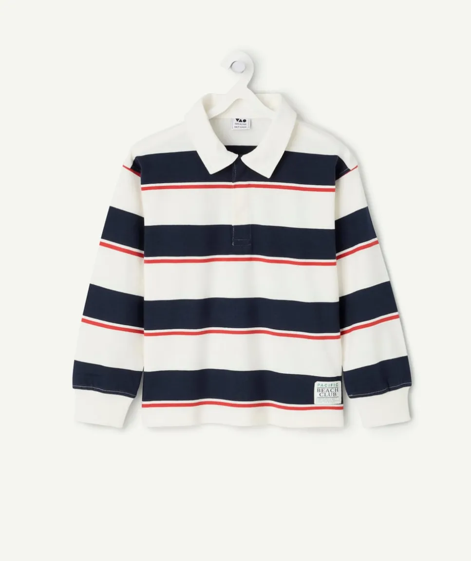 Polo garçon rayé en coton