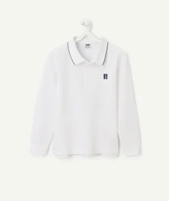 Polo manches longues garçon blanc