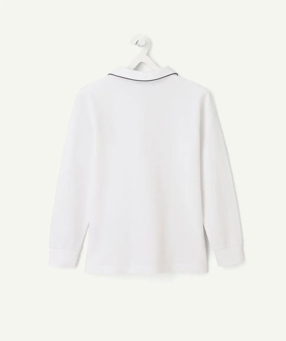 Polo manches longues garçon blanc