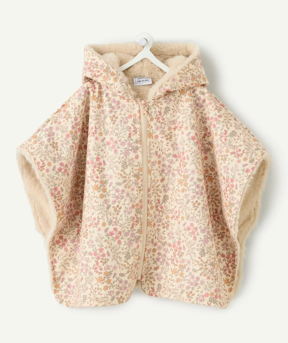 Poncho bébé fille imprimé fleurs