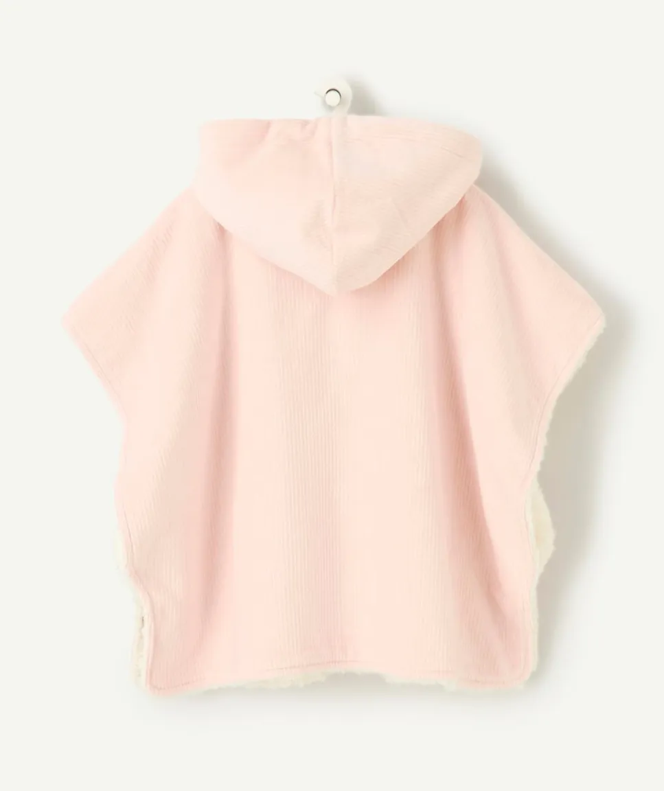 Poncho à capuche adaptable au siège auto bébé fille rose