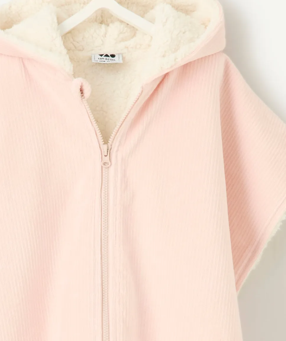 Poncho à capuche adaptable au siège auto bébé fille rose