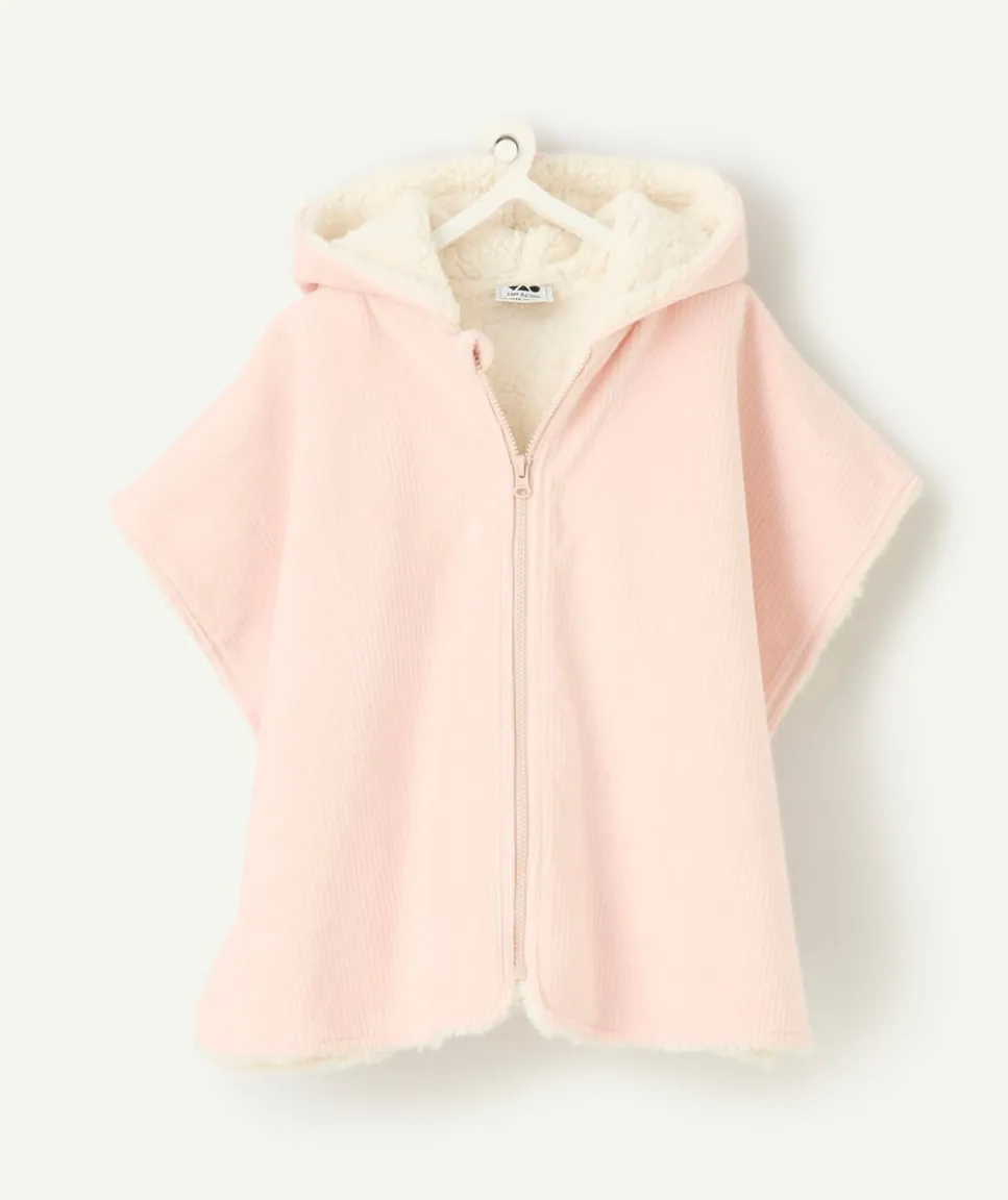 Poncho à capuche adaptable au siège auto bébé fille rose