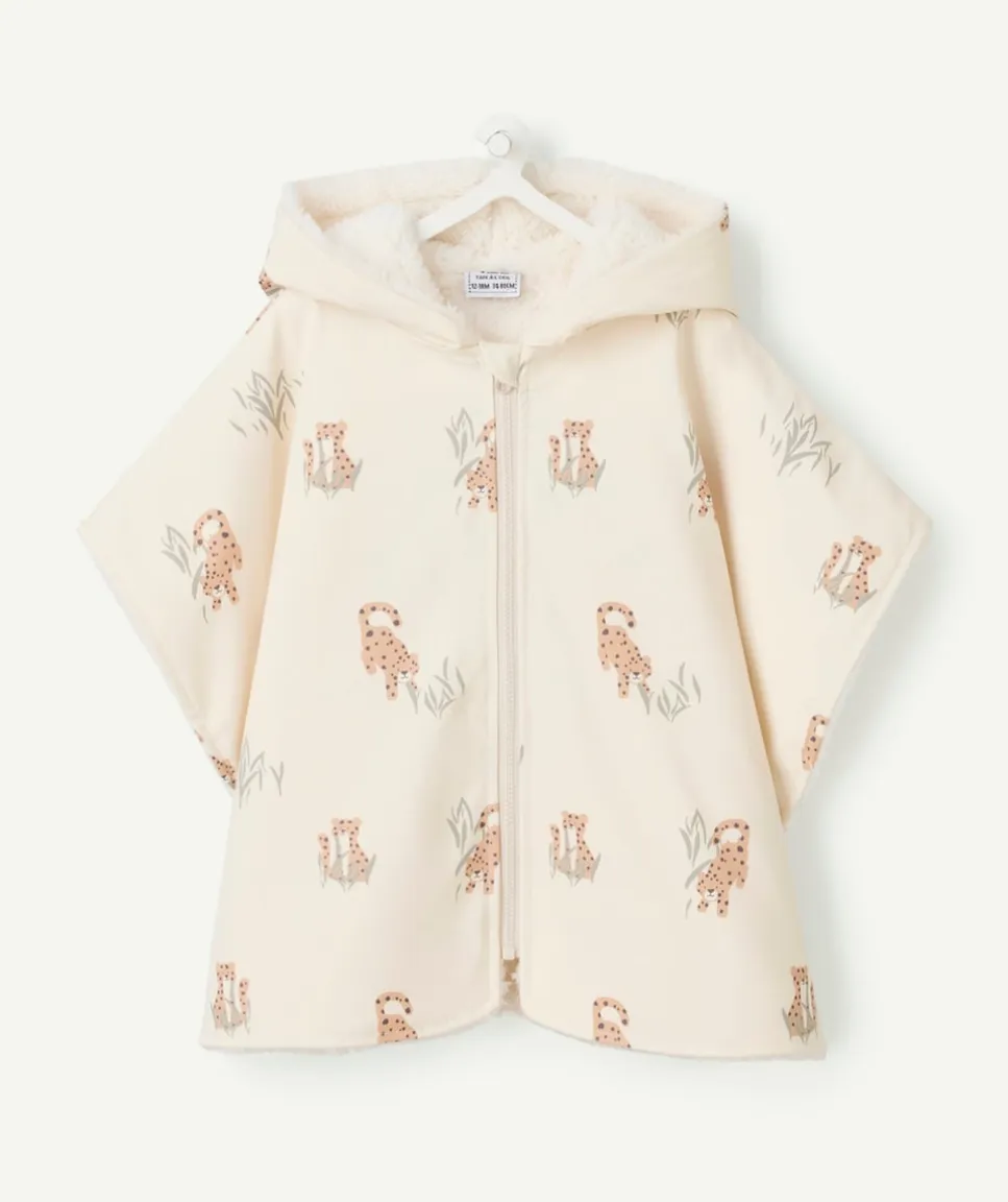 Poncho ciré adaptable au siège auto bébé garçon motif léopard