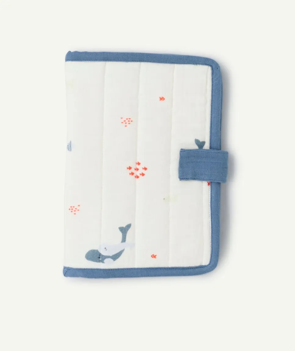 Protège carnet de santé bébé bleu imprimé marin