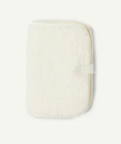Protège-carnet effet sherpa écru