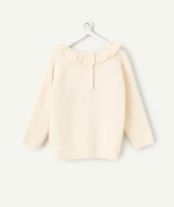 Pull bébé fille col volanté et imprimé cœur