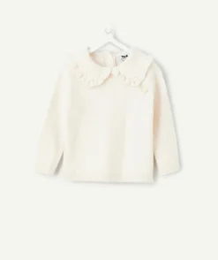 Pull bébé fille col volanté rose