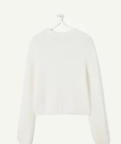 Pull fille droit blanc