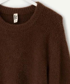 Pull fille droit marron
