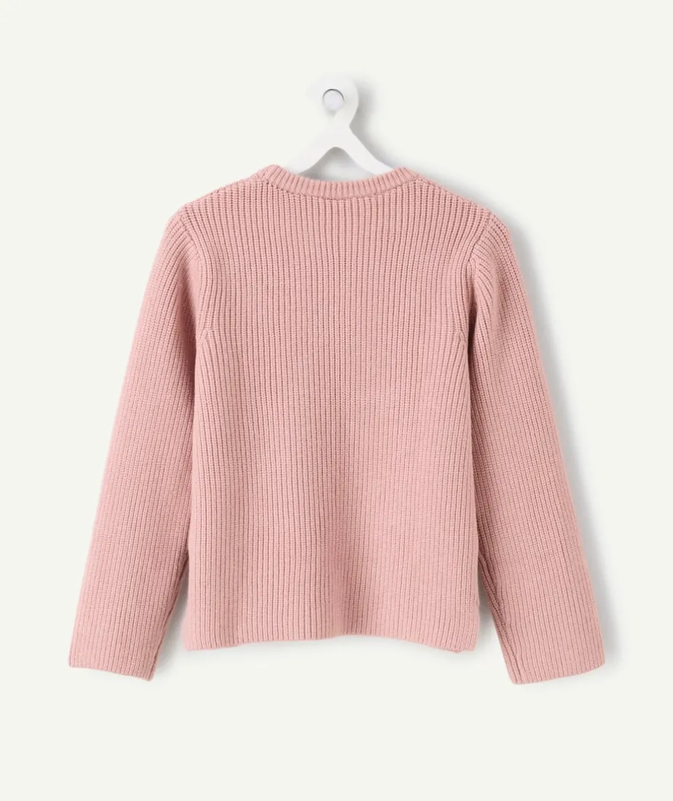 Pull fille droit rose noeuds décoratifs