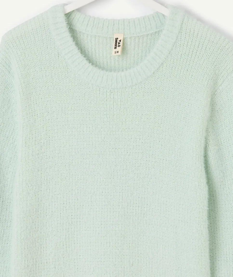 Pull fille droit vert pastel