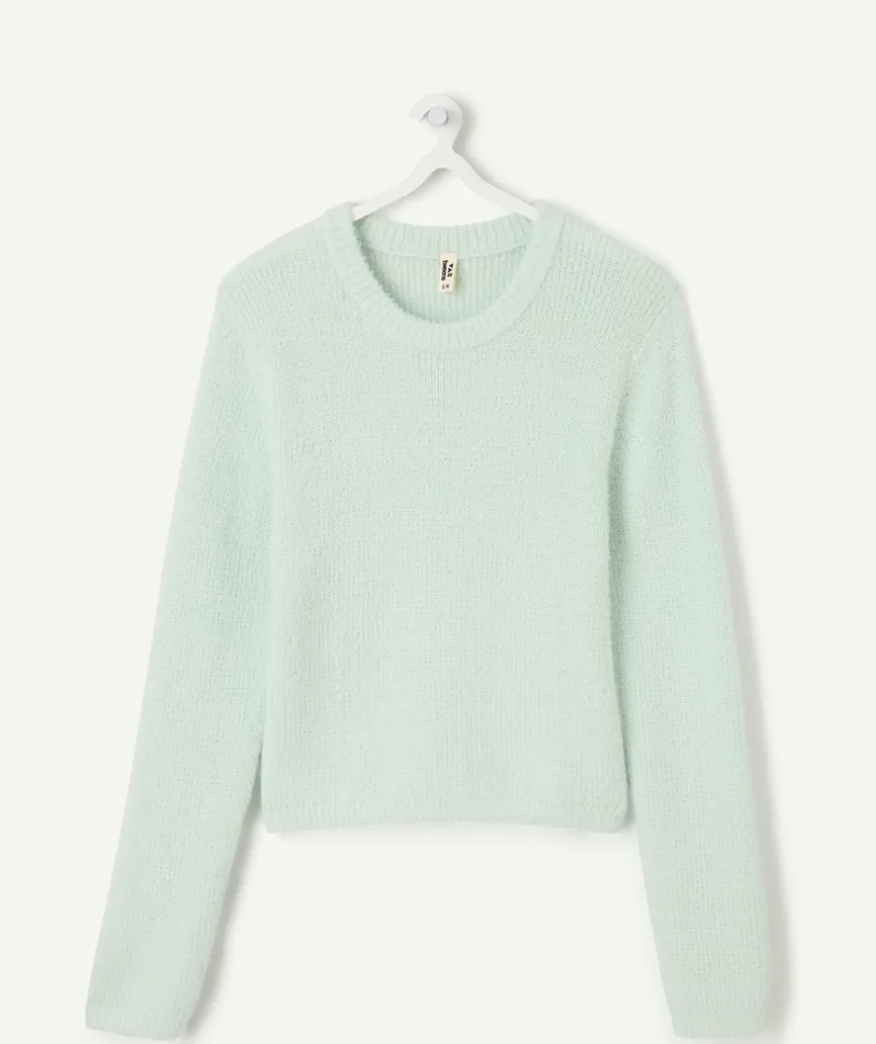 Pull fille droit vert pastel