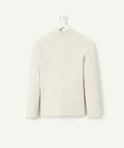 Pull fille en coton écru