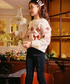 Pull fille motif noël blanc