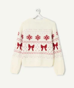 Pull fille motif noël blanc