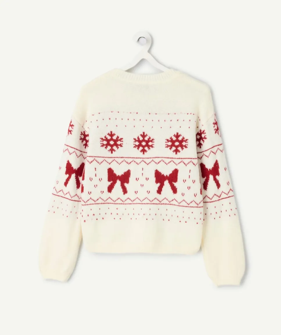 Pull fille motif noël blanc