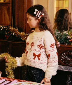 Pull fille motif noël blanc