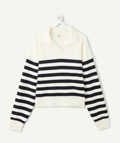 Pull fille oversize rayé