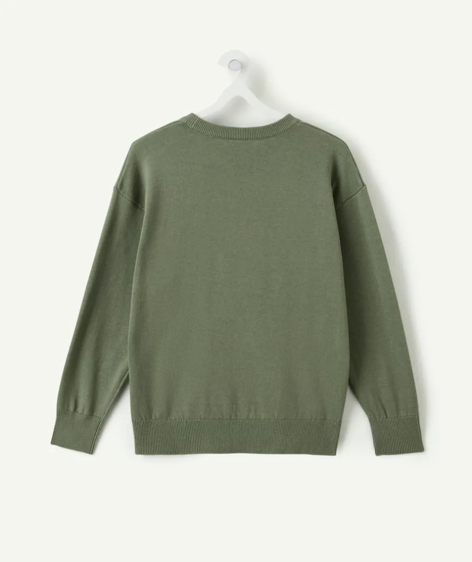Pull garçon droit vert